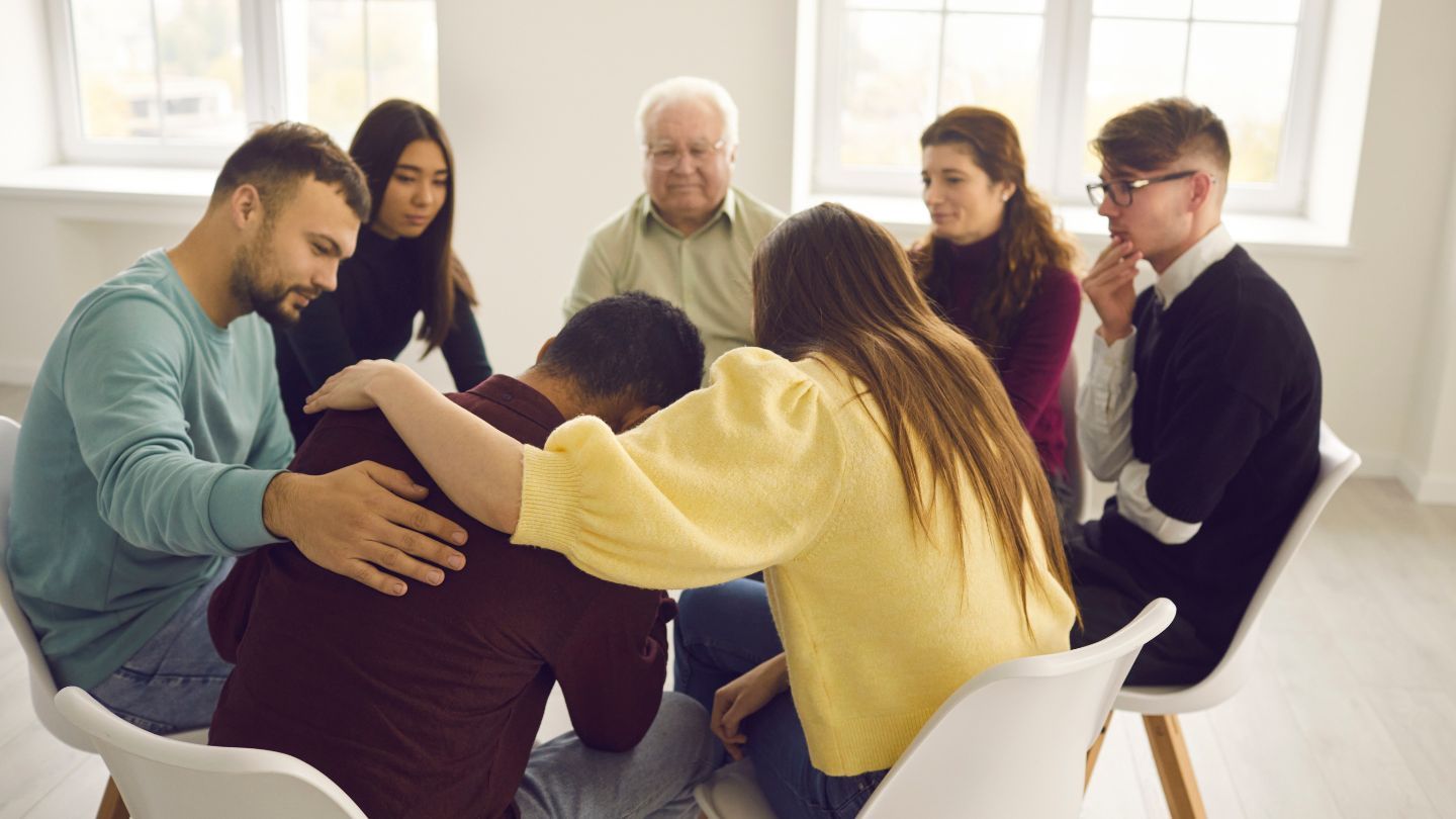 Supportive family therapy session.