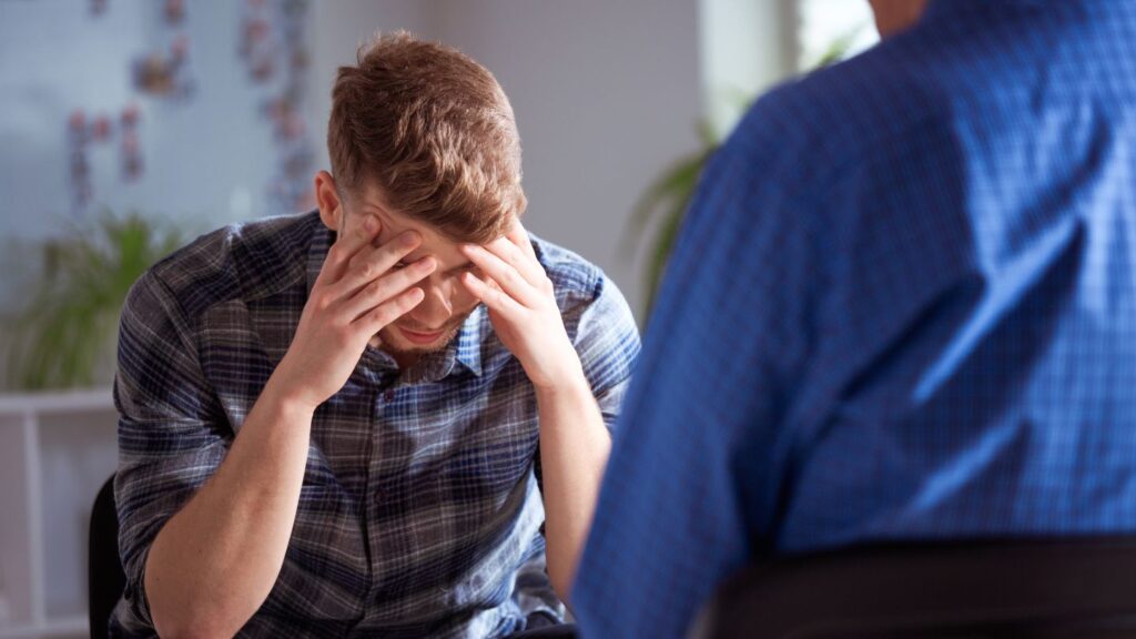 A man receiving therapy for fentanyl addiction.